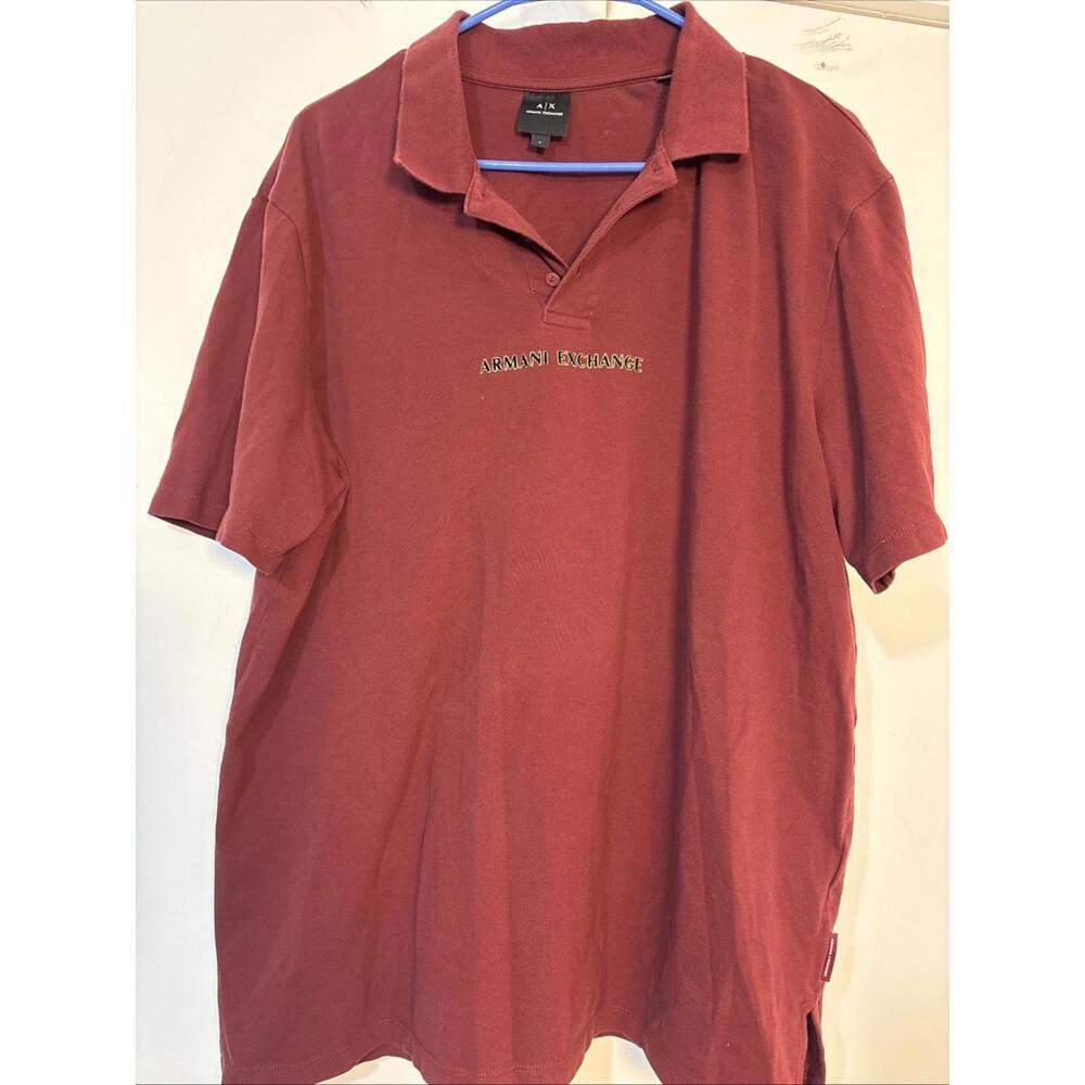 Armani Exchange Men’s Cabernet  Large Cotton Polo‎ Shirt Logo  Designer SS